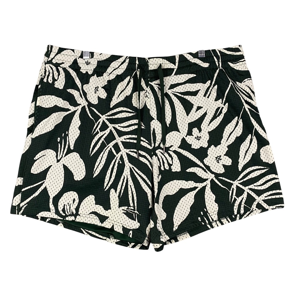 American Eagle AE Lounge Men's XL Tropical Floral‎ Mesh Shorts Green White 6"